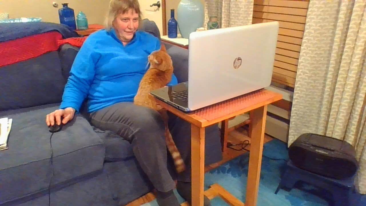 Work from home set-up utilizing a couch