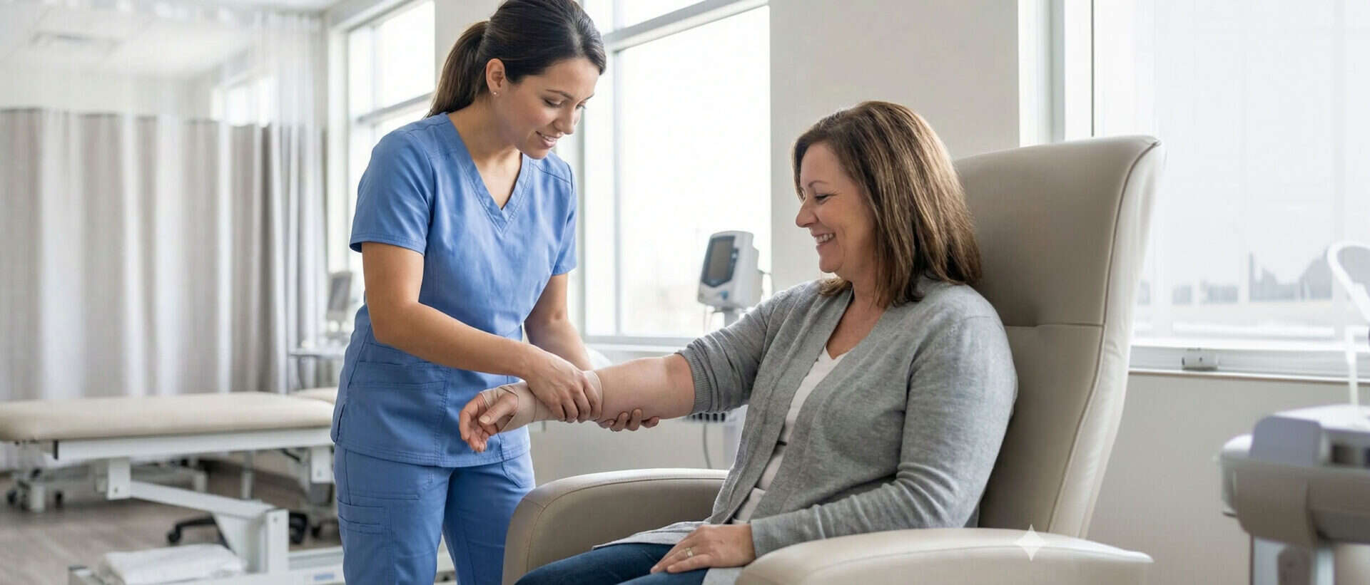 Hand therapy session for lymphedema management in Alaska.